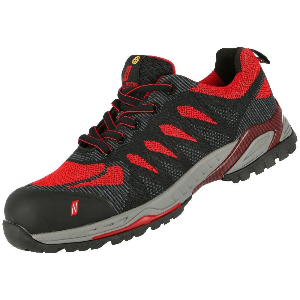 NITRAS Sicherheitsschuh Pro Step S1P SRC ESD DGUV, schwarz-rot