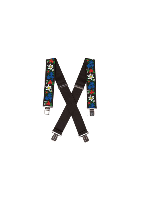 10010PSS | Hosenträger Alpenflower mit Clips schwarz 75 cm
