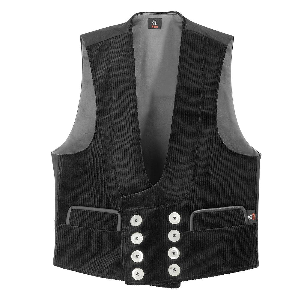60616 FHB FRITZ Zunftweste Trenkercord Dreidraht mit Echtleder schwarz