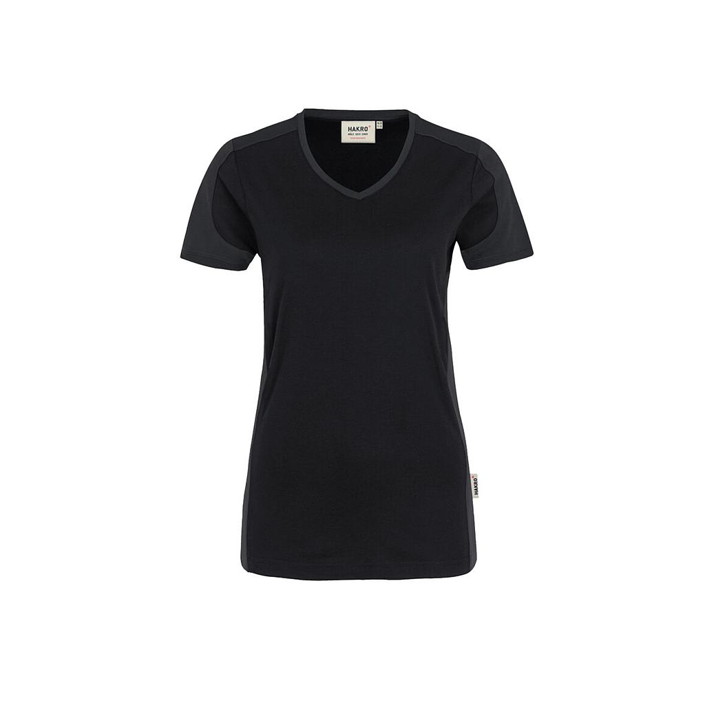190 HAKRO Damen V-Shirt Contrast Mikralinar® *Auslaufartikel*
