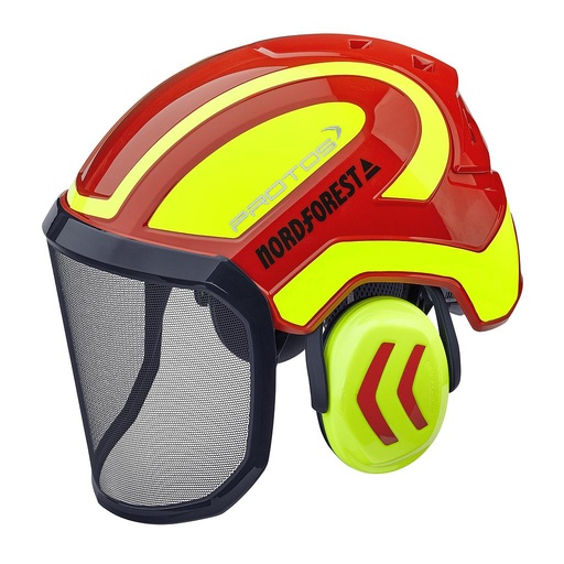 [204002-rot-neongelb] 204002-rot-neongelb Protos Kopfschutzkombination Integral Forest, Gr. 54-62 cm, SN/Nr.: